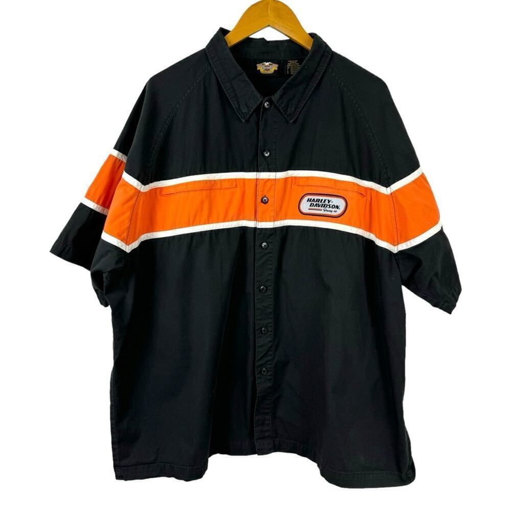 Harley-Davidson Button Up Shirt Mens XXL Motorcycle Racing Embroidered Pocket